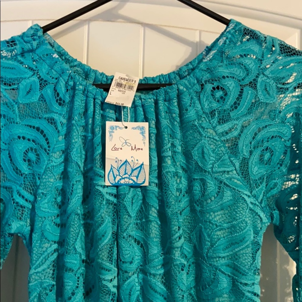 Teal Lace Mini Dress